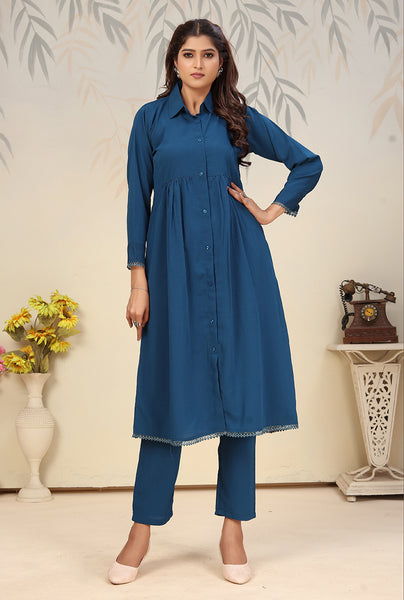 Monjolika Fashion Morpeach Cotton Solid Festival Casual Kurti