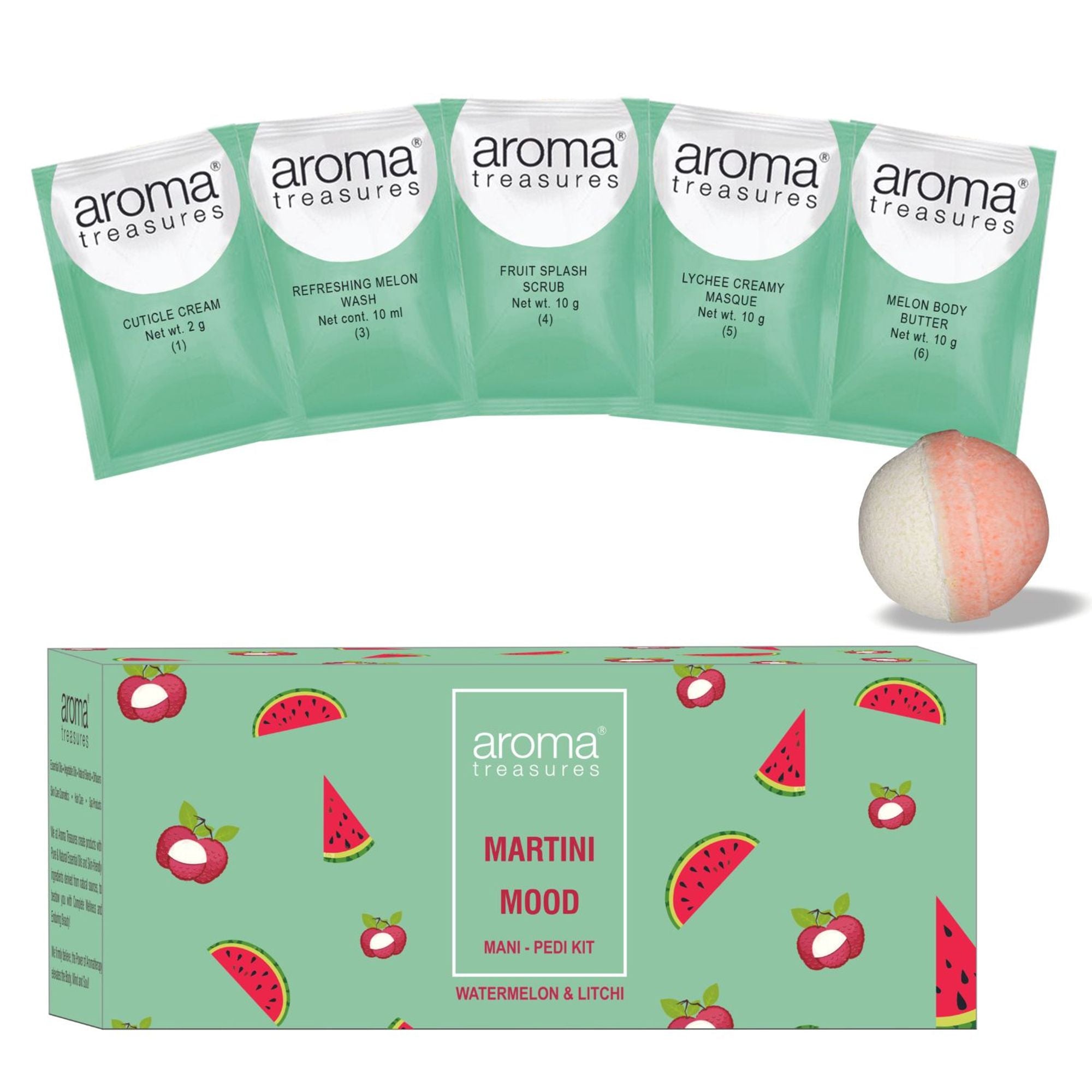 Aroma Treasures Martini Mood Mani-Pedi Kit With Watermelon And Litchi - Distacart