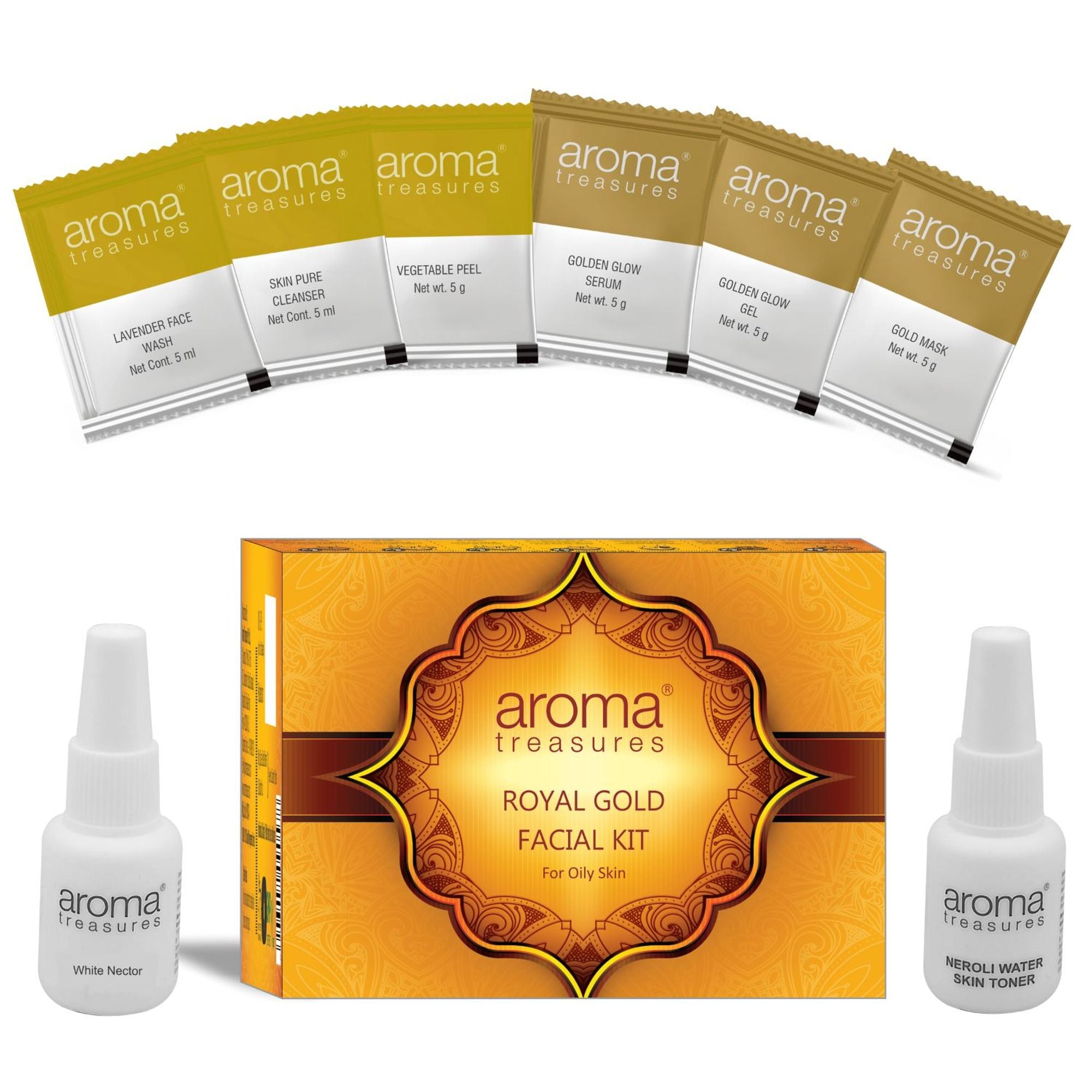 Aroma Treasures Royal Gold Facial Kit For Oily Skin - Single Time - Distacart