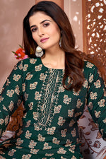 Thumbnail for Monjolika Fashion Silk Embroidered Dark Green Designer Kurti