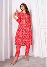 Thumbnail for Monjolika Fashion Silk Print Casual Kurti In Red