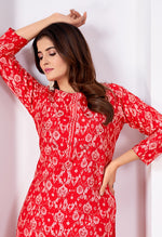 Thumbnail for Monjolika Fashion Silk Print Casual Kurti In Red