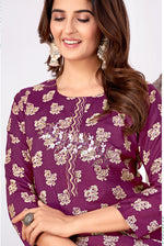 Thumbnail for Monjolika Fashion Silk Embroidered Purple Designer Kurti