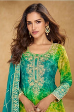 Thumbnail for Anaita Blue Chinon Stitched Suit With Embroidery Work - Dista
