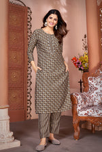 Thumbnail for Monjolika Fashion Silk Embroidered Brown Designer Kurti