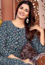 Thumbnail for Monjolika Fashion Silk Embroidered Teal Designer Kurti