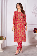 Thumbnail for Monjolika Fashion Silk Embroidered Red Designer Kurti