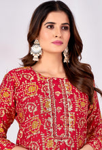 Thumbnail for Monjolika Fashion Silk Embroidered Red Designer Kurti