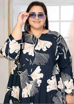 Thumbnail for Monjolika Fashion Rayon Printed Navy Blue Designer Kurti