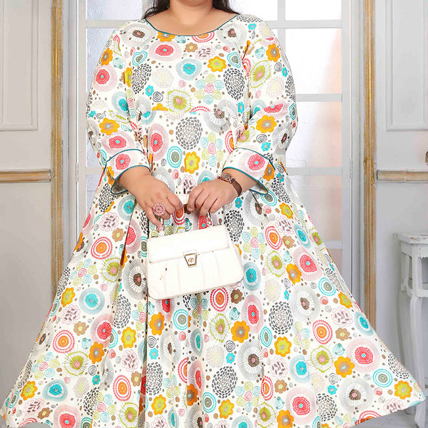 Monjolika Fashion Rayon Printed White Designer Kurti