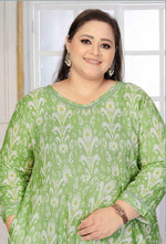 Thumbnail for Monjolika Fashion Rayon Printed Light Green Designer Kurti