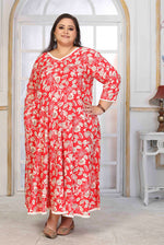 Thumbnail for Monjolika Fashion Rayon Printed Red Designer Kurti