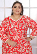 Thumbnail for Monjolika Fashion Rayon Printed Red Designer Kurti