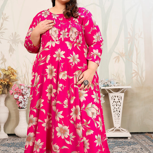 Monjolika Fashion Rani Pink Ceremonial Rayon Designer Kurti - Distacart