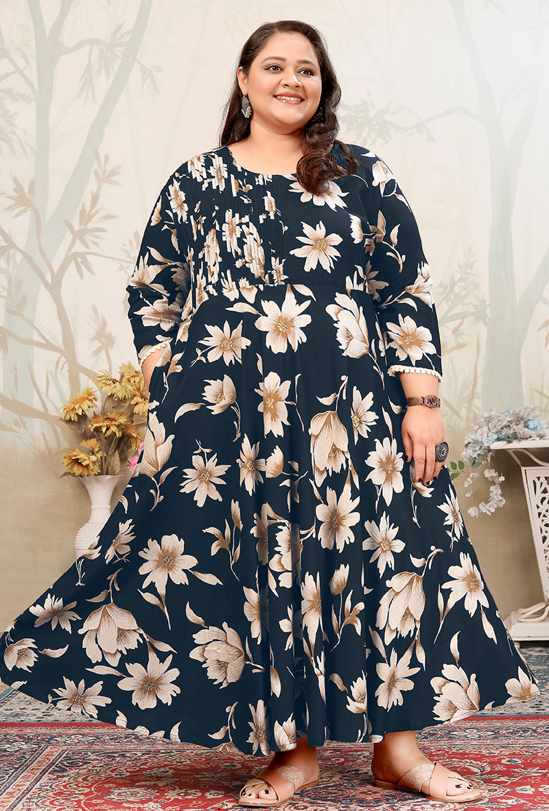 Monjolika Fashion Dark Teal Ceremonial Rayon Designer Kurti