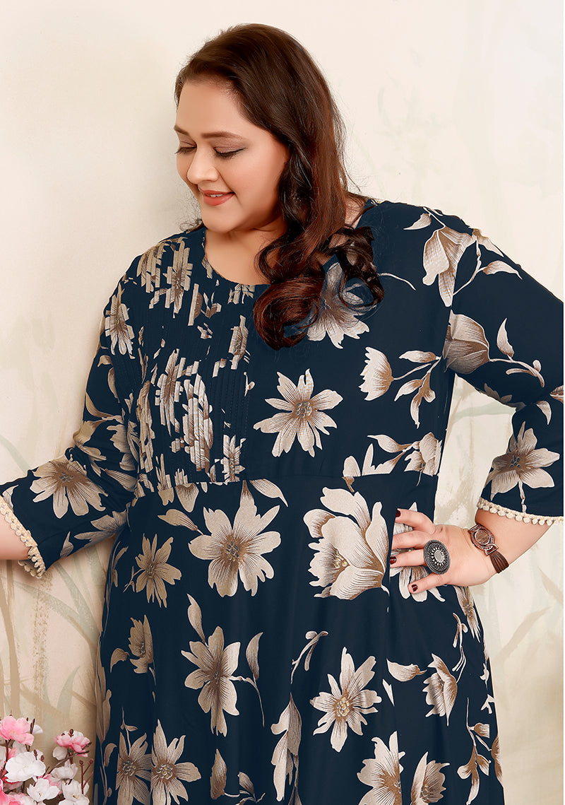 Monjolika Fashion Dark Teal Ceremonial Rayon Designer Kurti