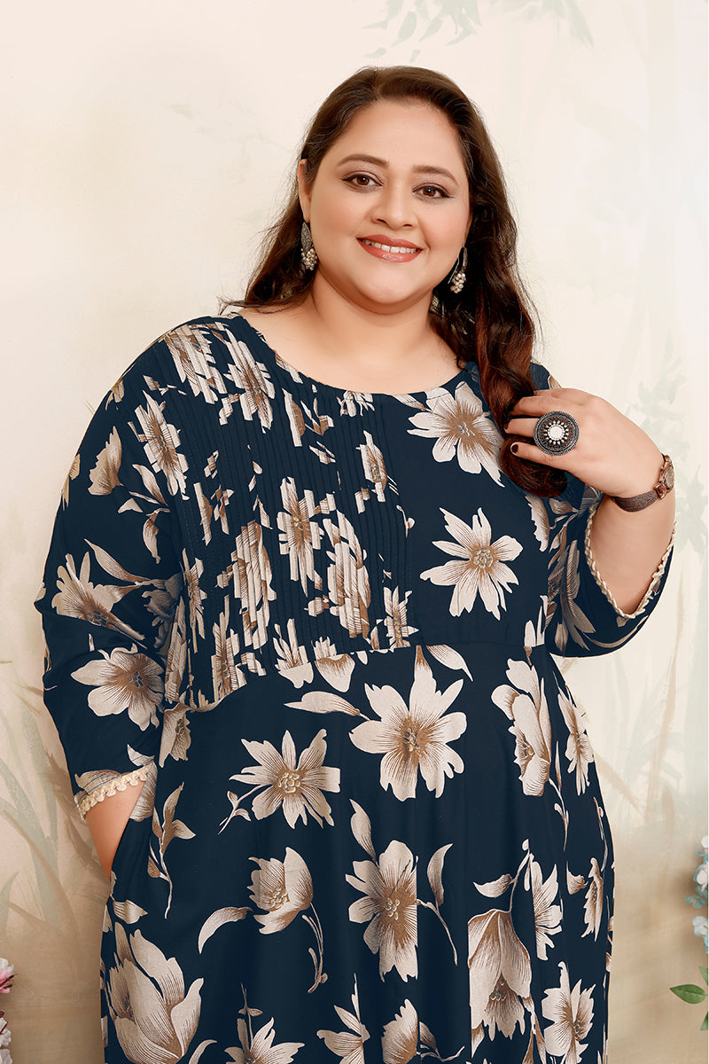 Monjolika Fashion Dark Teal Ceremonial Rayon Designer Kurti