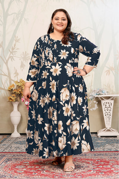 Monjolika Fashion Dark Teal Ceremonial Rayon Designer Kurti
