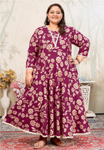 Thumbnail for Monjolika Fashion Wine Ceremonial Rayon Designer Kurti