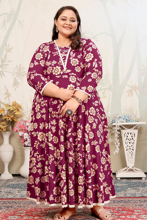 Monjolika Fashion Wine Ceremonial Rayon Designer Kurti