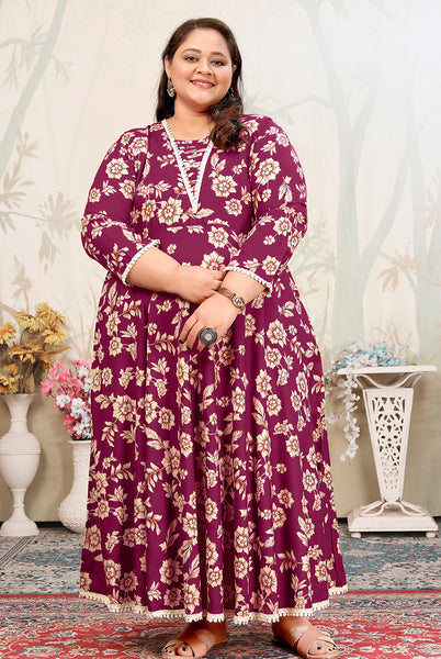 Monjolika Fashion Wine Ceremonial Rayon Designer Kurti