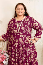 Thumbnail for Monjolika Fashion Wine Ceremonial Rayon Designer Kurti