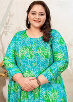 Thumbnail for Monjolika Fashion Aqua Blue Ceremonial Rayon Designer Kurti