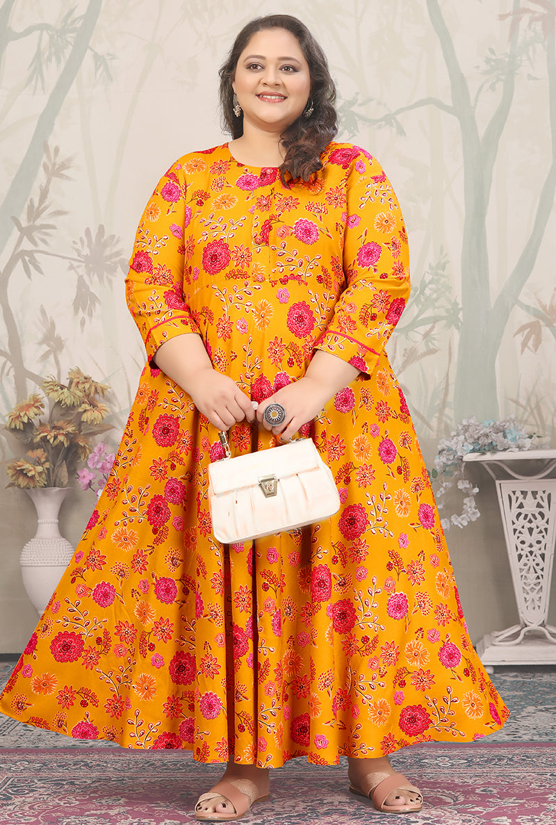 Monjolika Fashion Yellow Ceremonial Rayon Designer Kurti