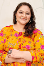Thumbnail for Monjolika Fashion Yellow Ceremonial Rayon Designer Kurti