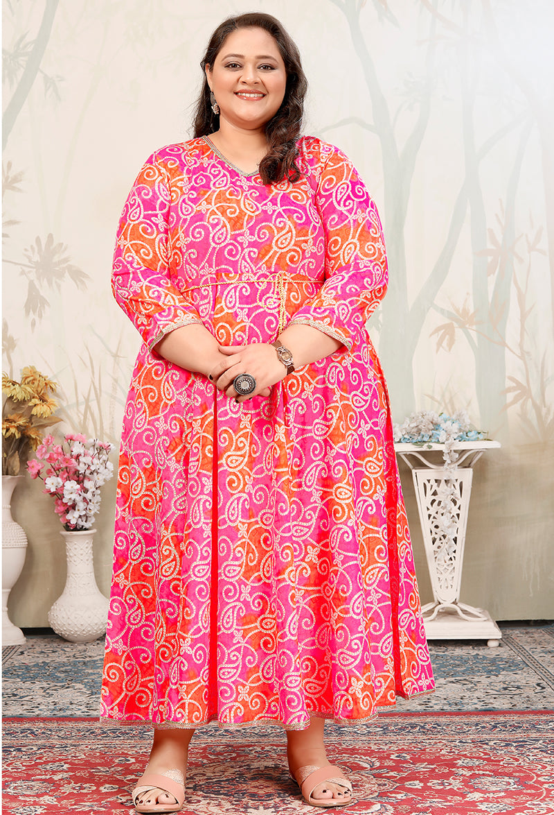 Monjolika Fashion Pink Ceremonial Rayon Designer Kurti