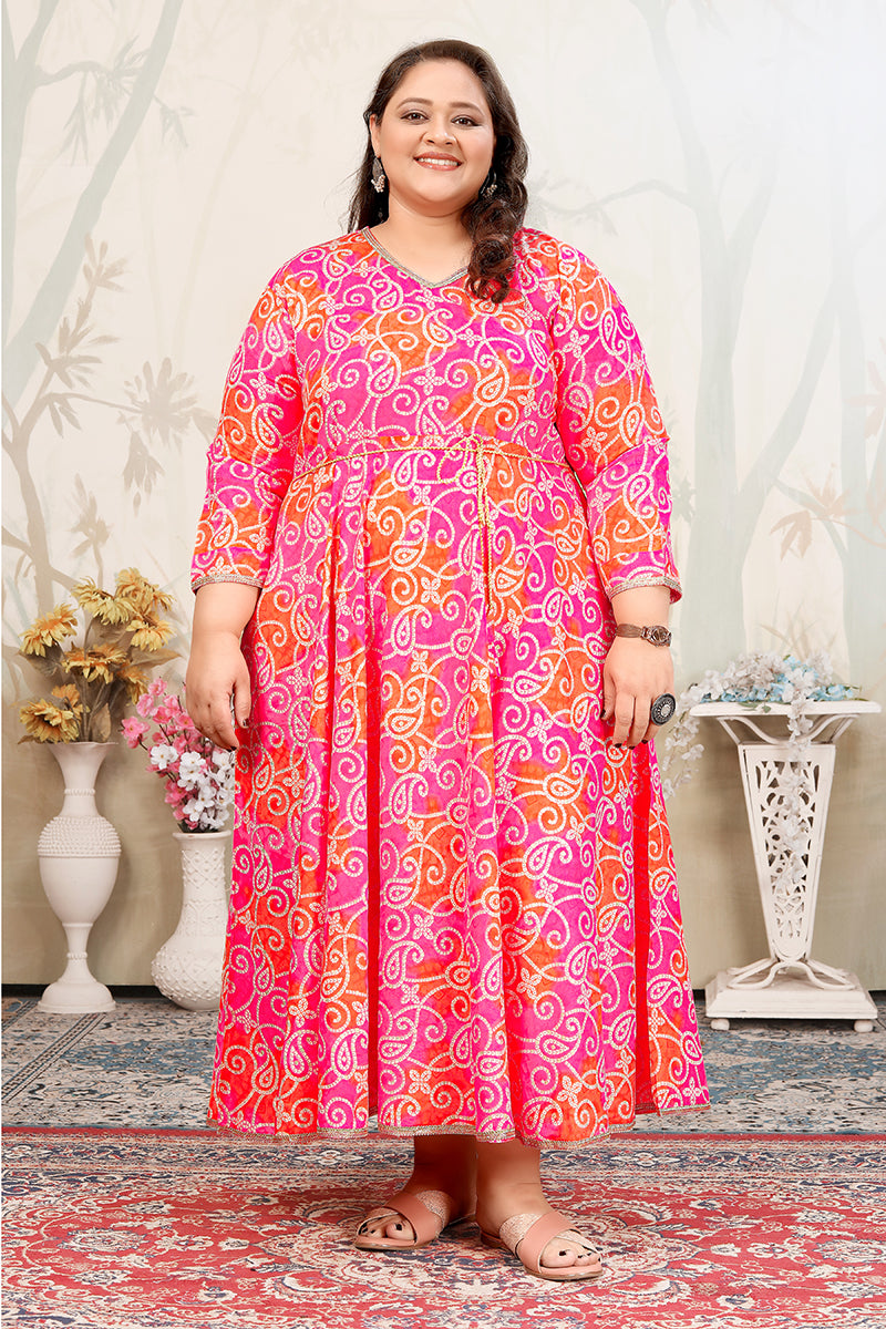 Monjolika Fashion Pink Ceremonial Rayon Designer Kurti