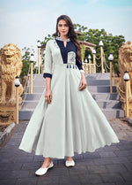 Thumbnail for Monjolika Fashion Light Grey Rayon Embroidered Designer Kurti