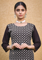 Thumbnail for Monjolika Fashion Embroidered Georgette Straight Kurta Set In Coffee