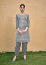 Thumbnail for Monjolika Fashion Embroidered Georgette Straight Kurta Set In Grey