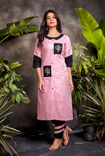 Thumbnail for Monjolika Fashion Silk Embroidered Designer Kurti In Light Pink