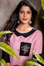 Thumbnail for Monjolika Fashion Silk Embroidered Designer Kurti In Light Pink