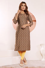 Thumbnail for Monjolika Fashion Viscose Brown Buttons Party Wear Kurti For Party