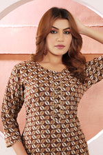 Thumbnail for Monjolika Fashion Viscose Brown Buttons Party Wear Kurti For Party