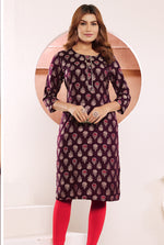 Thumbnail for Monjolika Fashion Wine Print Viscose Casual Kurti