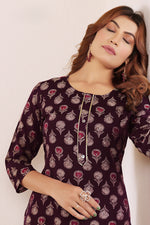 Thumbnail for Monjolika Fashion Wine Print Viscose Casual Kurti