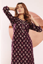 Thumbnail for Monjolika Fashion Wine Print Viscose Casual Kurti