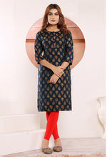 Thumbnail for Monjolika Fashion Navy Blue Print Viscose Casual Kurti