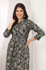 Thumbnail for Monjolika Fashion Black Rayon Floral Print Casual Kurti