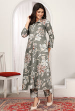 Thumbnail for Monjolika Fashion Grey Rayon Floral Print Casual Kurti