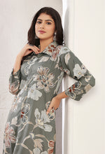Thumbnail for Monjolika Fashion Grey Rayon Floral Print Casual Kurti