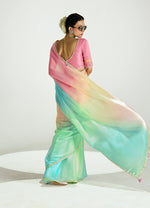 Thumbnail for Monjolika Fashion Multi Colour Organza Tissue Sequins Embroidery Handwork Wedding Wear Saree - Distacart