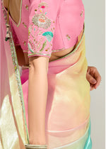 Thumbnail for Monjolika Fashion Multi Colour Organza Tissue Sequins Embroidery Handwork Wedding Wear Saree - Distacart