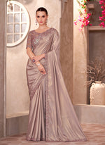 Thumbnail for Monjolika Fashion Beige Color Embroidery Work Shimmer Silk Party Wear Saree