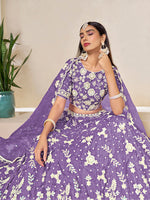 Thumbnail for Monjolika Fashion Light Purple Embroidered Crush Organza Lehenga Choli - Distacart