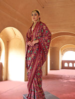 Thumbnail for Monjolika Fashion Maroon Silk Patola Design Saree for Festival